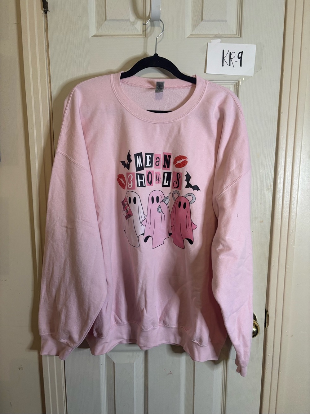 Gildan Pink "Mean Ghouls" Graphic Crewneck Sweatshirt